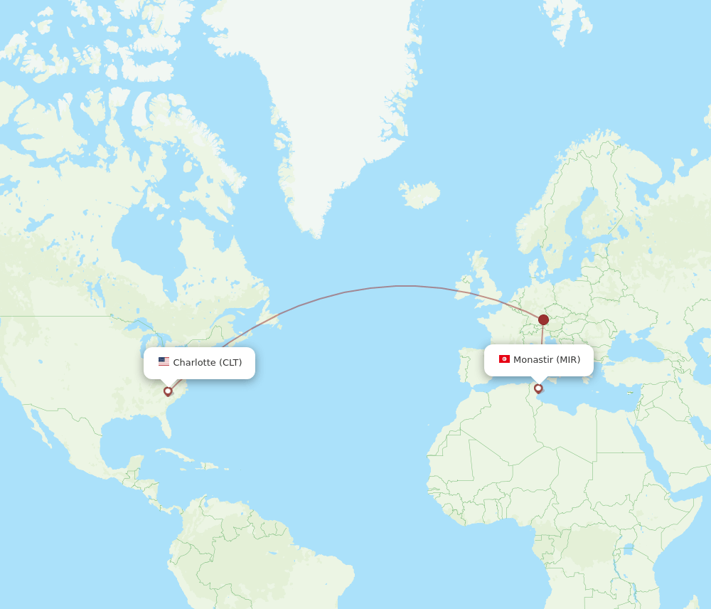 MIR-CLT flight routes