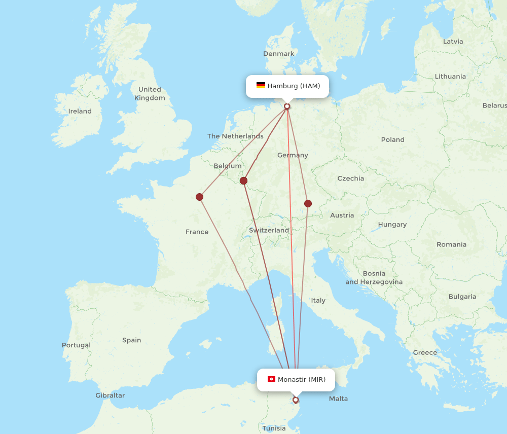 MIR-HAM flight routes