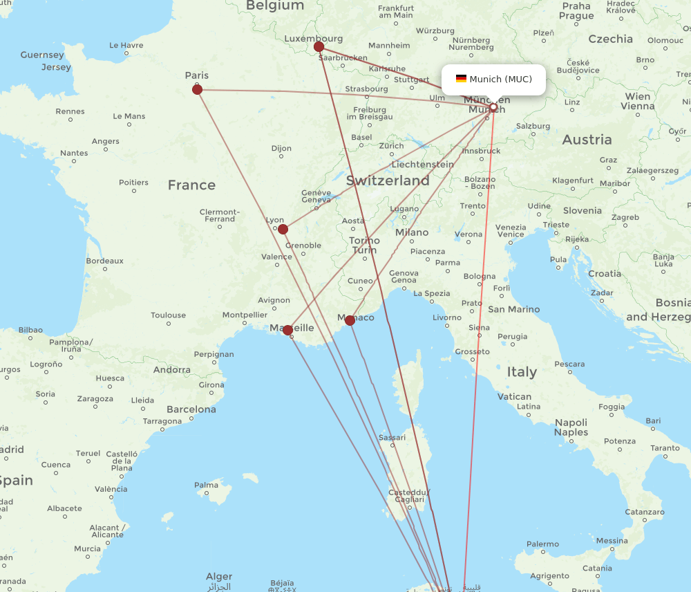 MIR-MUC flight routes