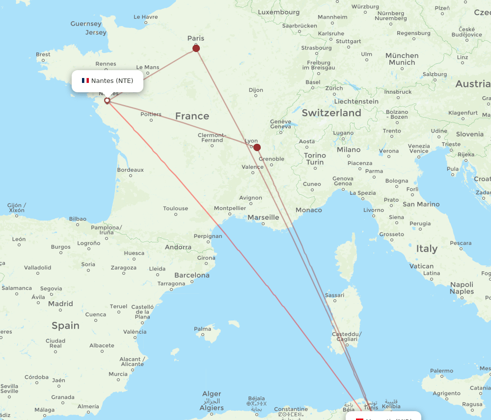 MIR-NTE flight routes