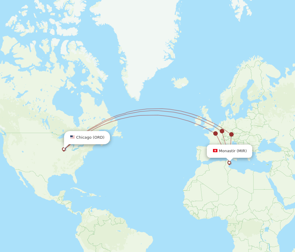 MIR-ORD flight routes