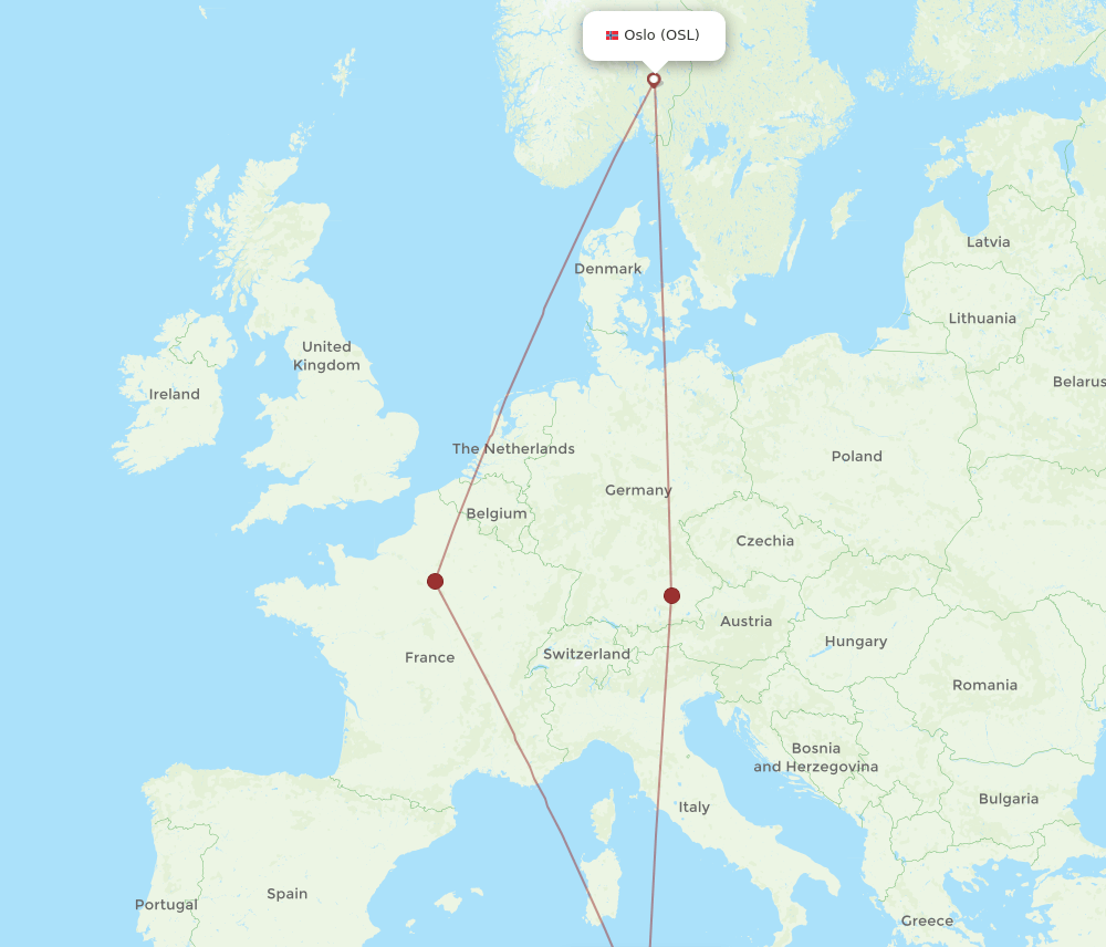 MIR-OSL flight routes