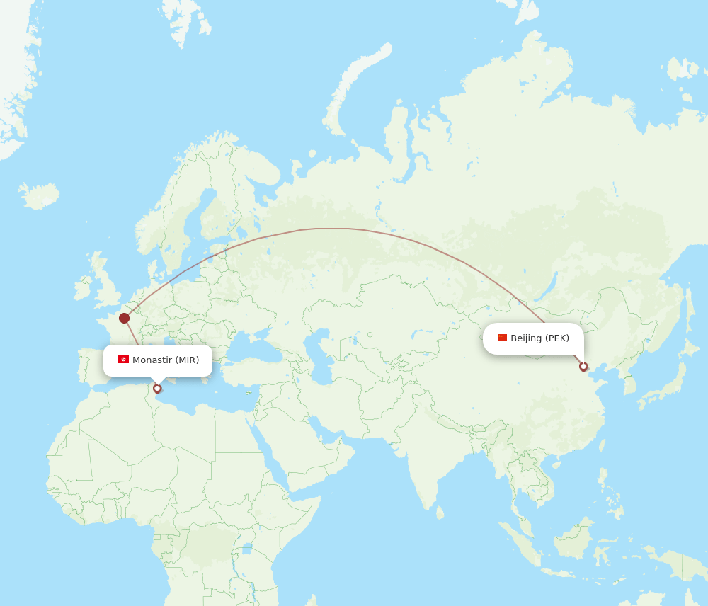 MIR-PEK flight routes