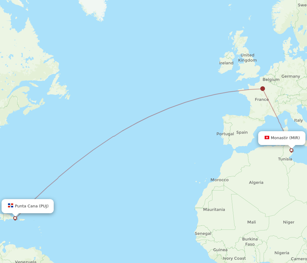 MIR-PUJ flight routes