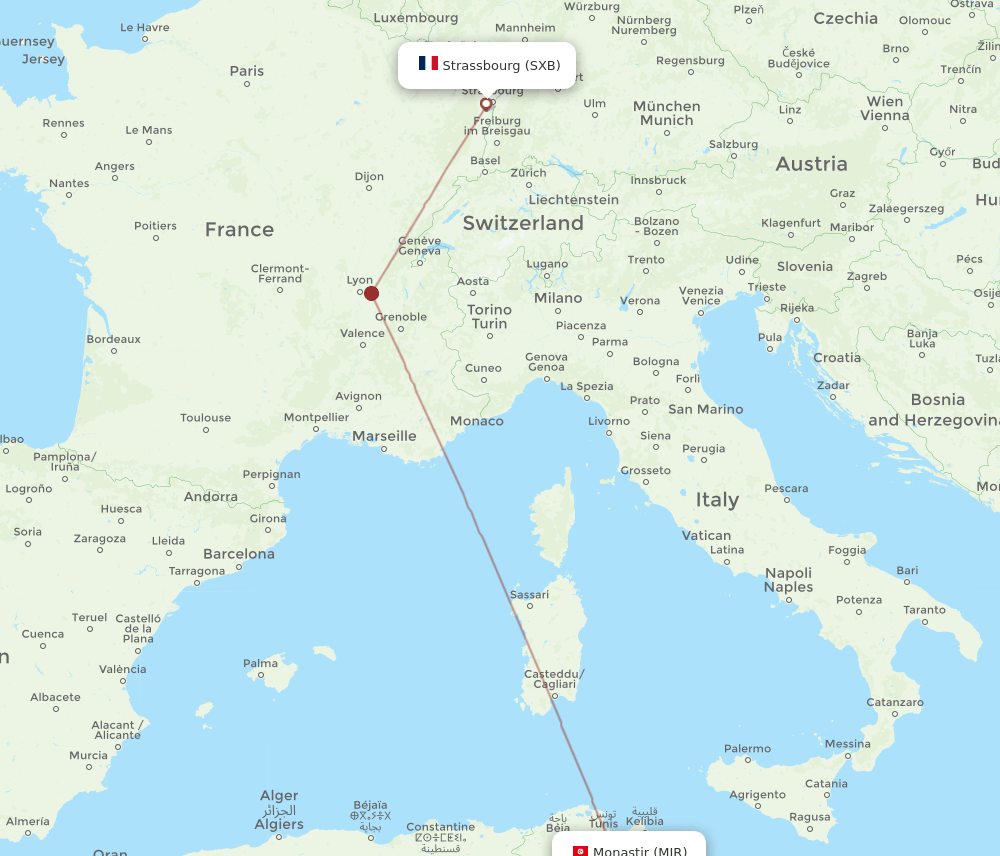 MIR-SXB flight routes