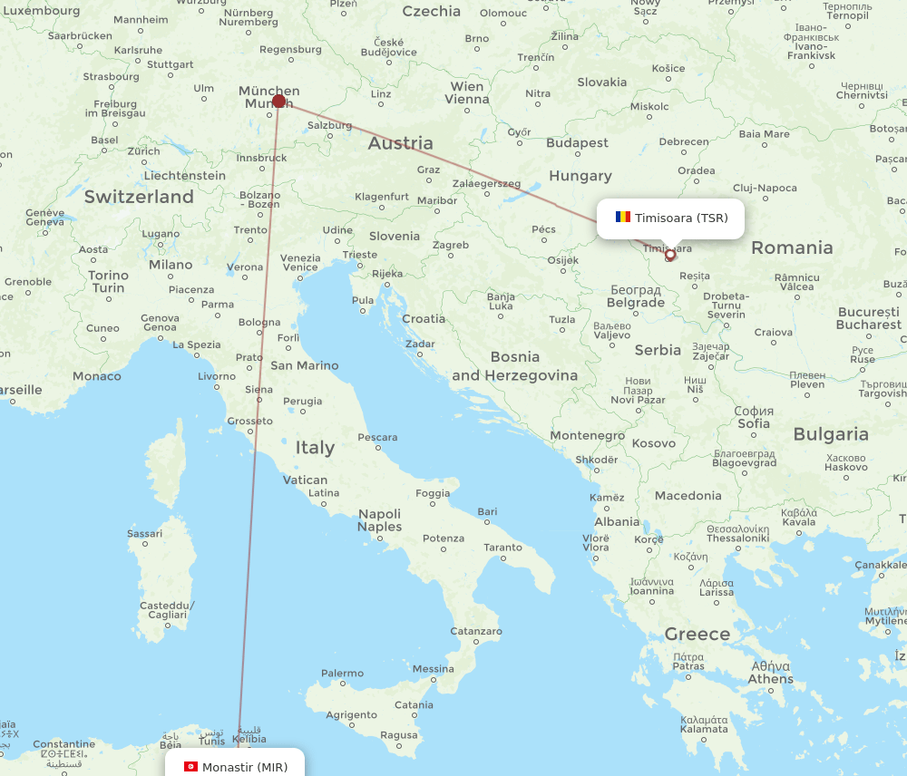 MIR to TSR flights and routes map