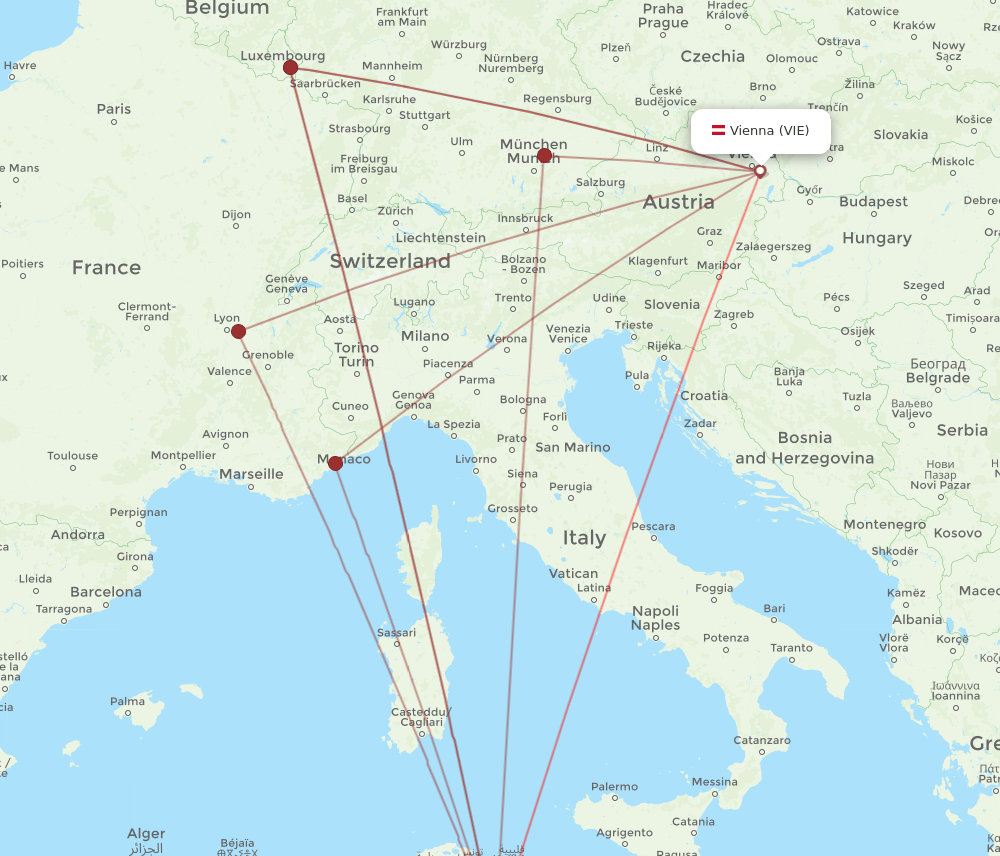 MIR-VIE flight routes
