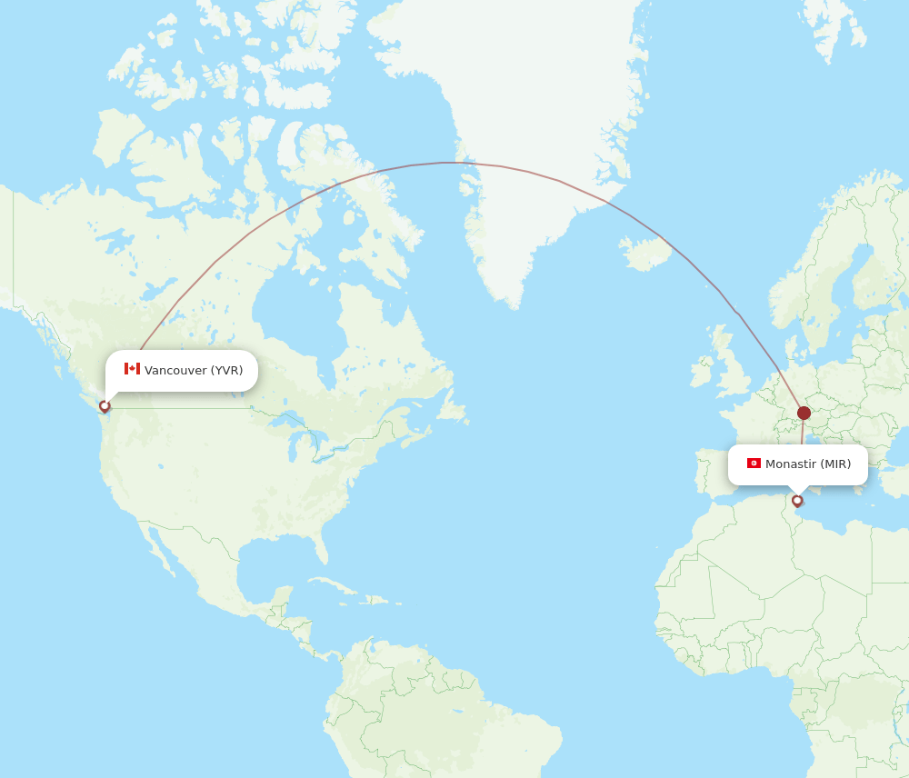 MIR-YVR flight routes