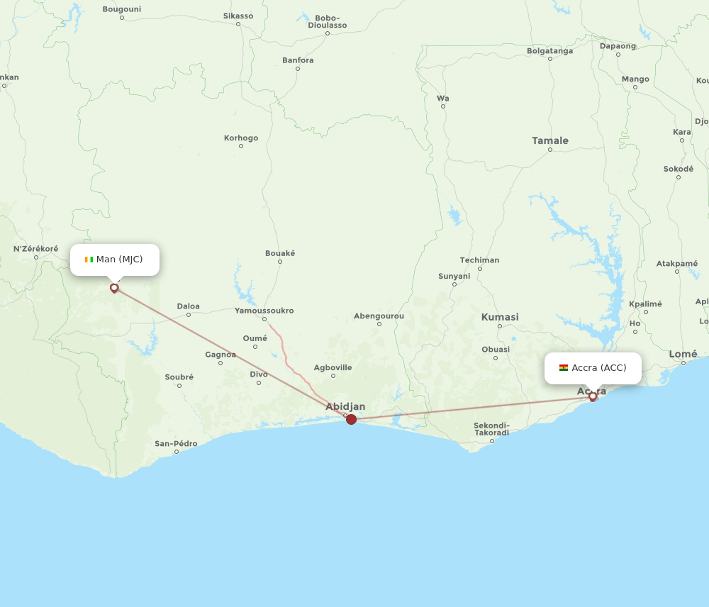 MJC-ACC flight routes