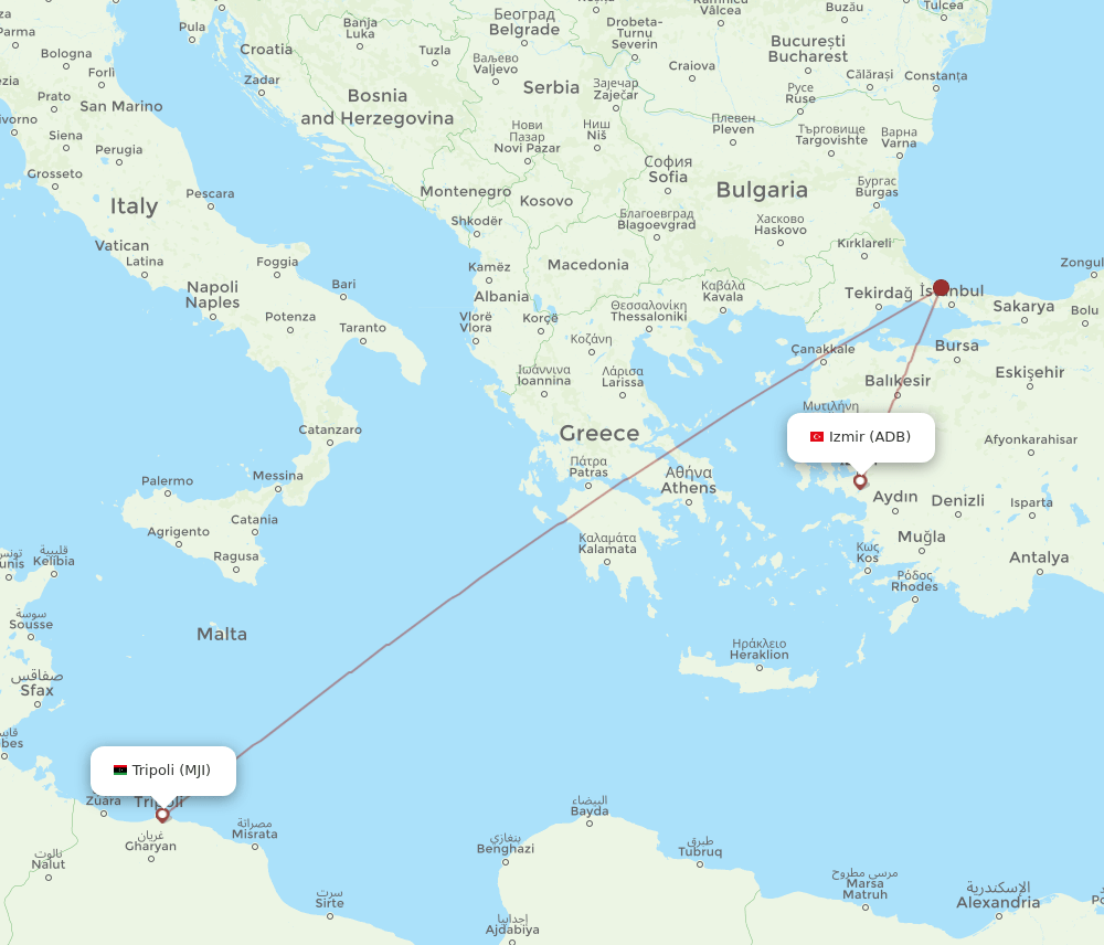 MJI-ADB flight routes