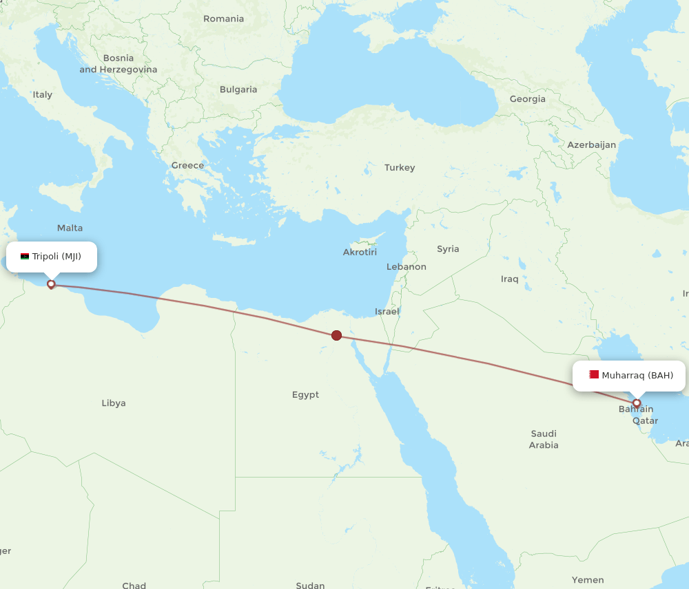 BAH to MJI flights and routes map