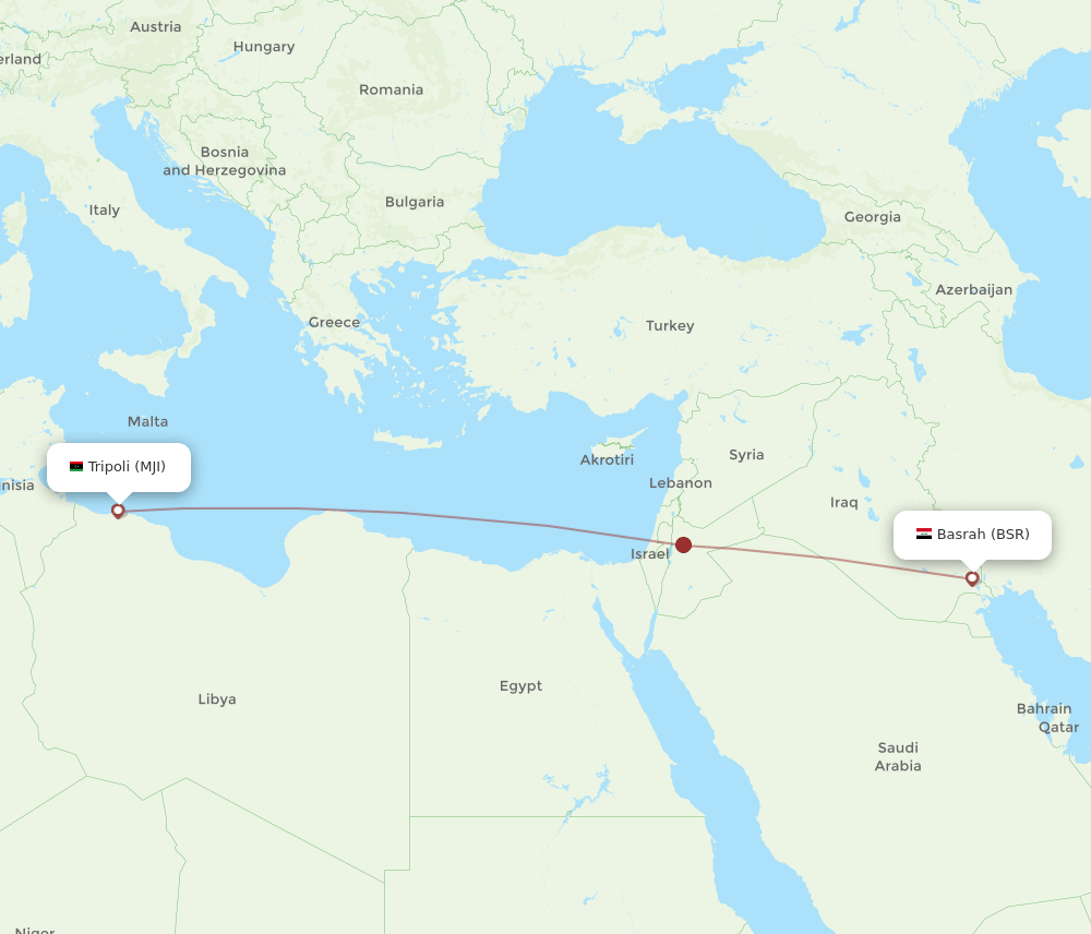 MJI-BSR flight routes