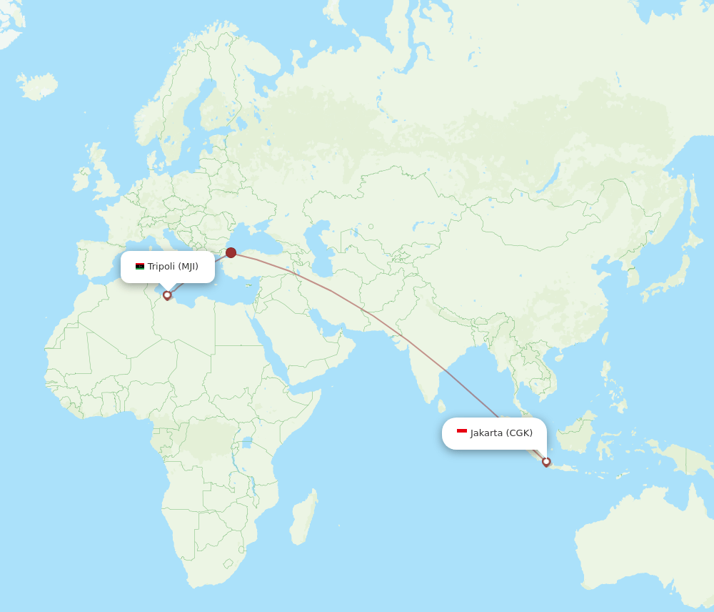 CGK to MJI flights and routes map