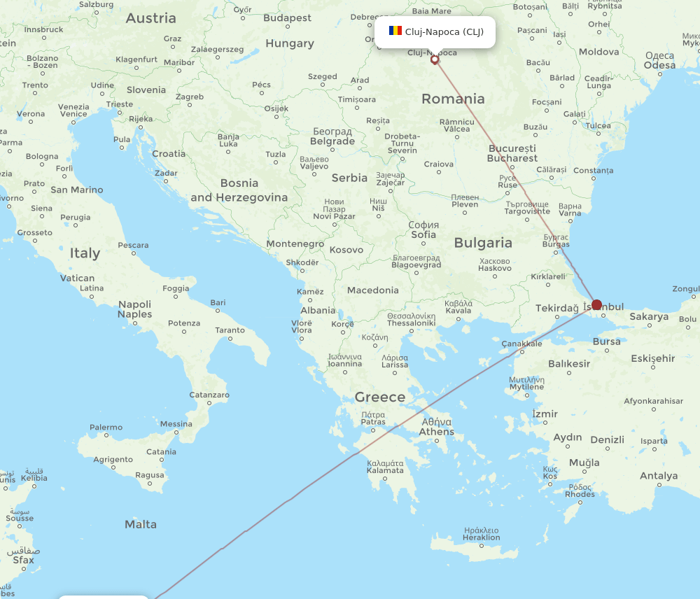MJI-CLJ flight routes