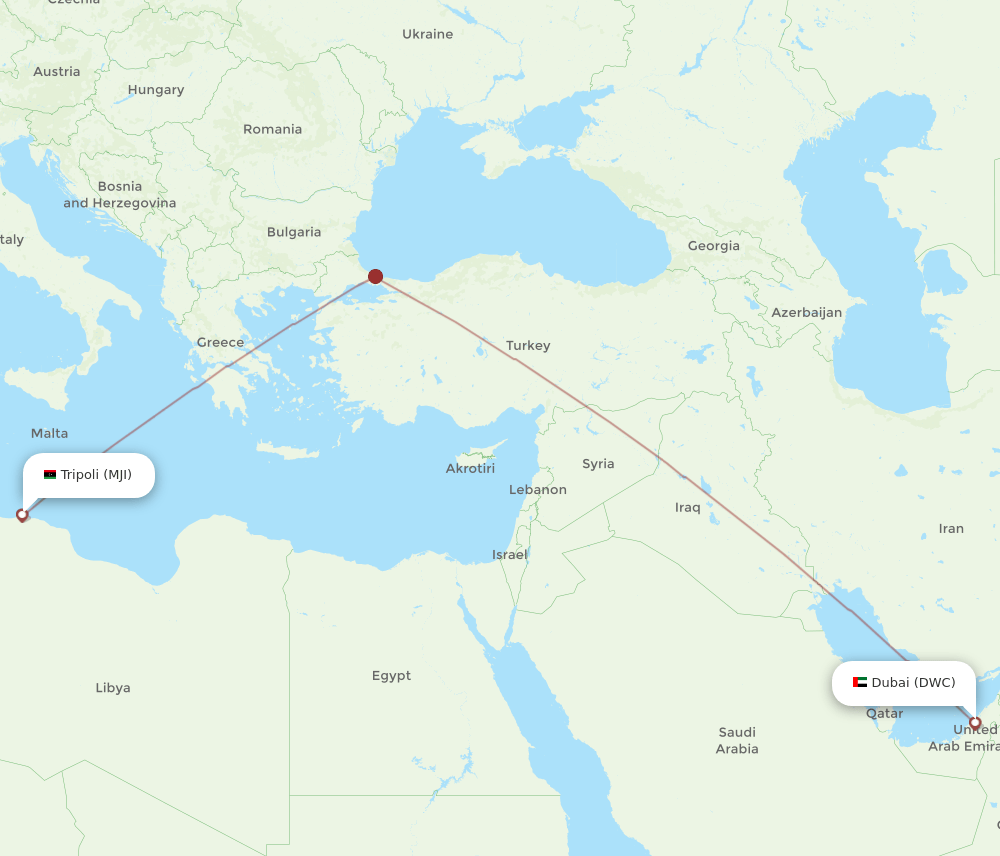 MJI-DWC flight routes