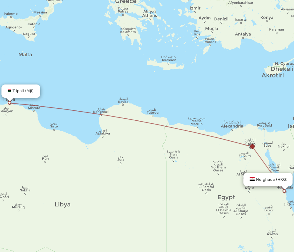 MJI-HRG flight routes