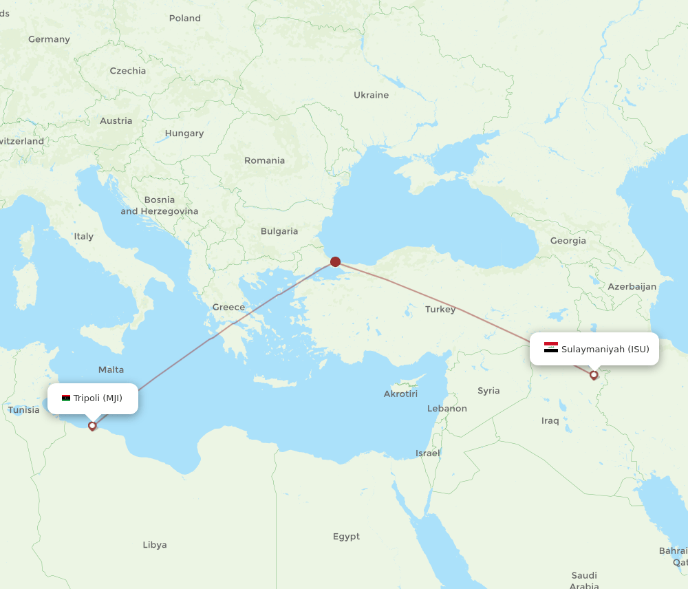 MJI-ISU flight routes