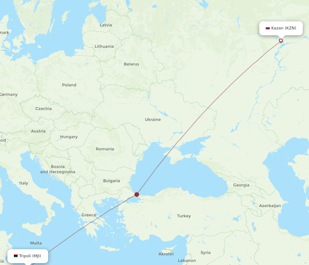 MJI-KZN flight routes