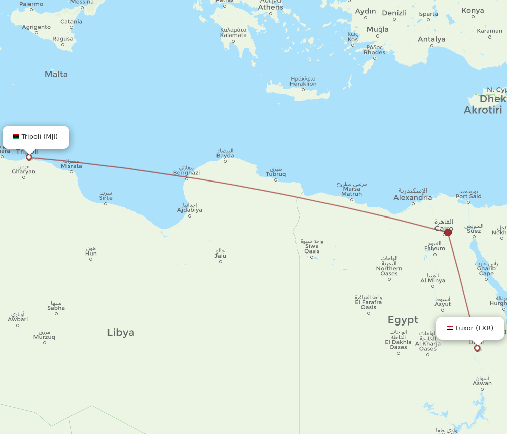 MJI-LXR flight routes