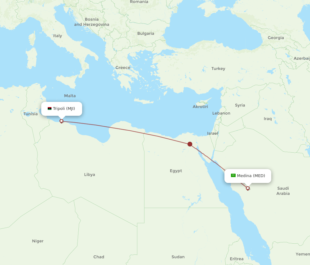 MJI-MED flight routes
