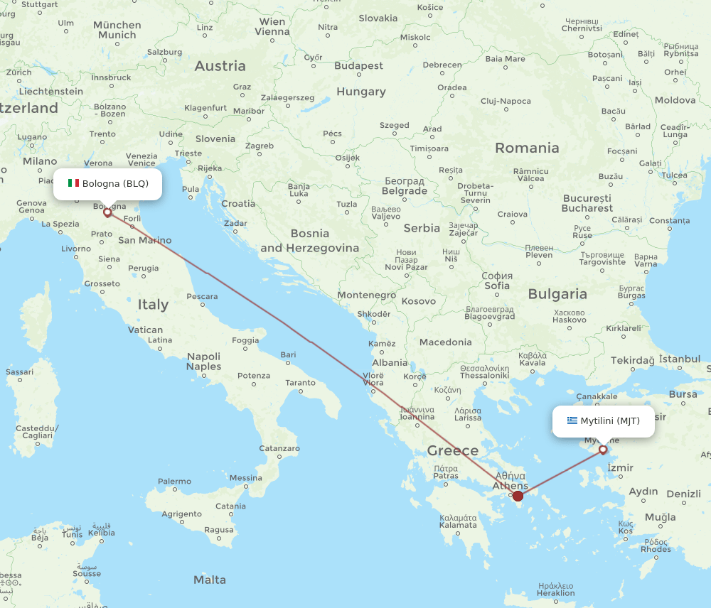 MJT to BLQ flights and routes map