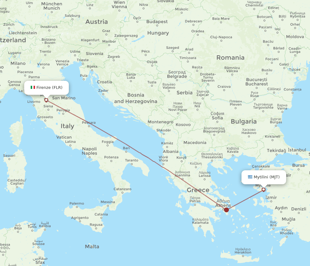 MJT to FLR flights and routes map