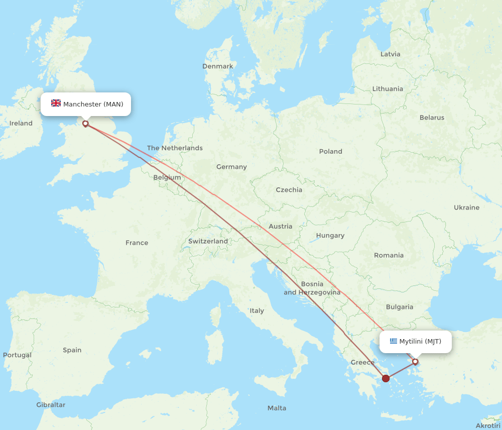 MJT to MAN flights and routes map