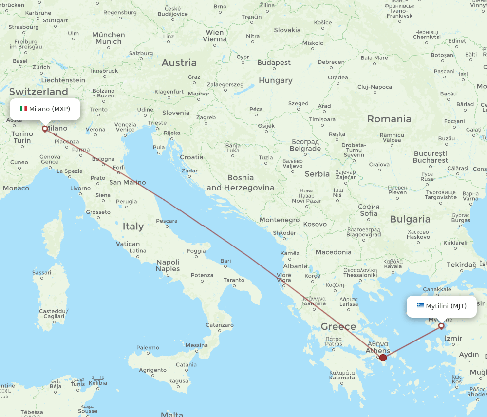 MJT to MXP flights and routes map