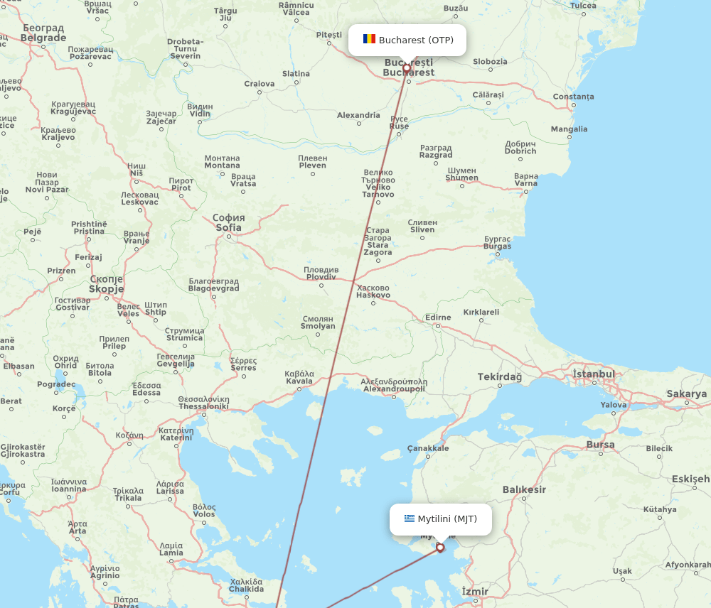 MJT to OTP flights and routes map