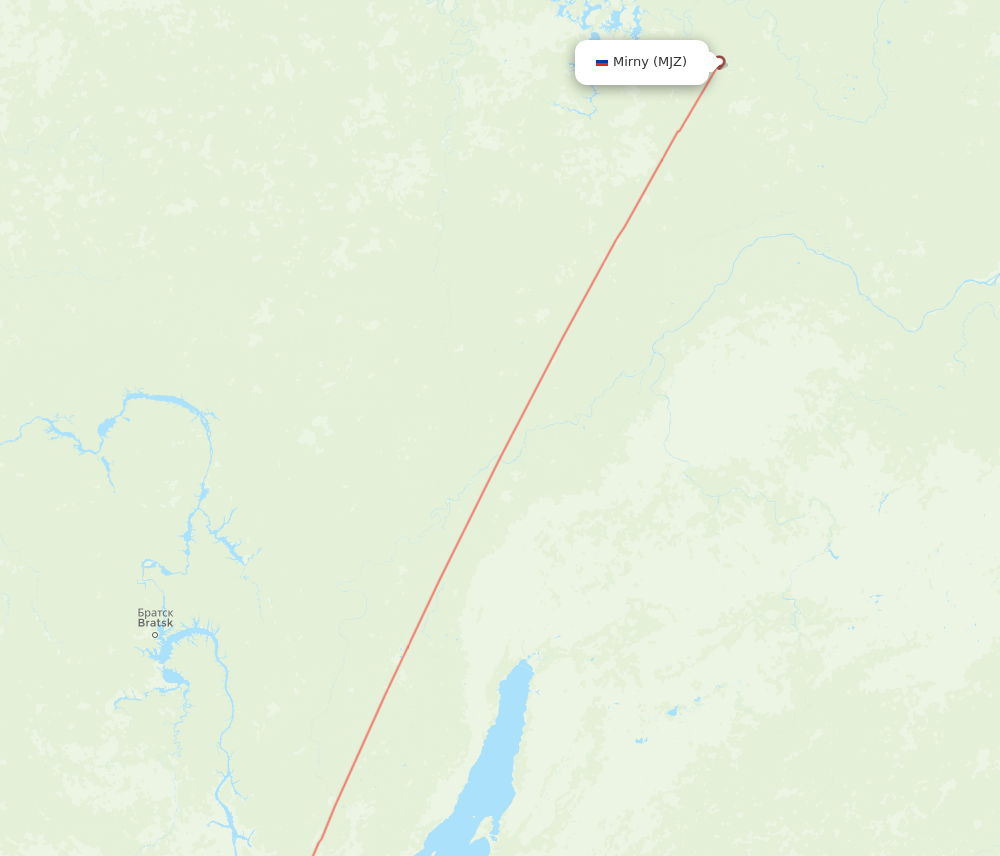 Mirnyj - Irkutsk route map and flight paths