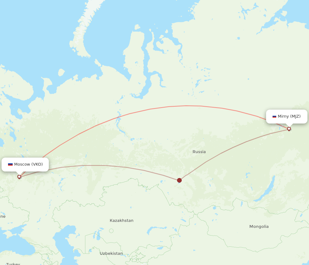 MJZ to VKO flights and routes map