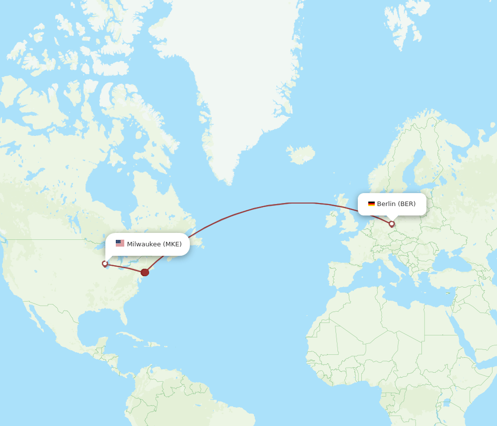 MKE-BER flight routes