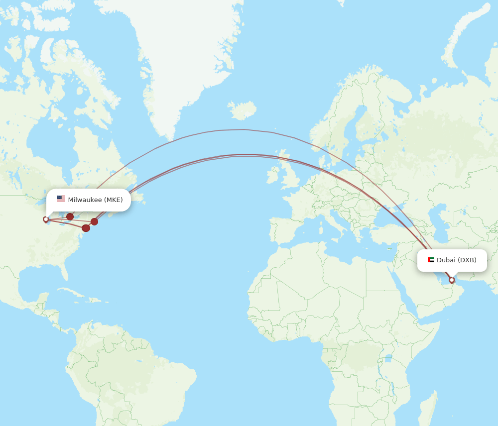 MKE-DXB flight routes