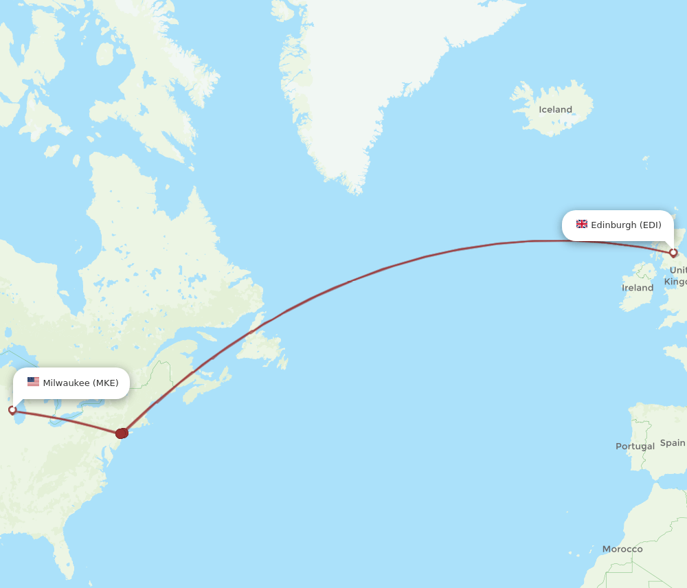 MKE-EDI flight routes