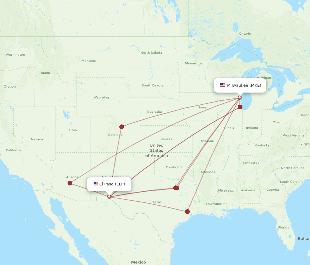 MKE-ELP flight routes