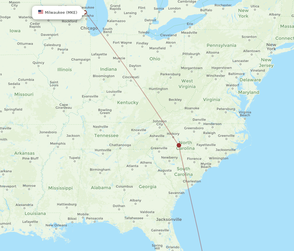 MKE-FPO flight routes