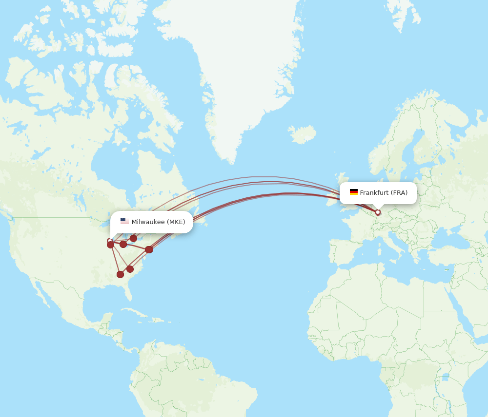 MKE-FRA flight routes