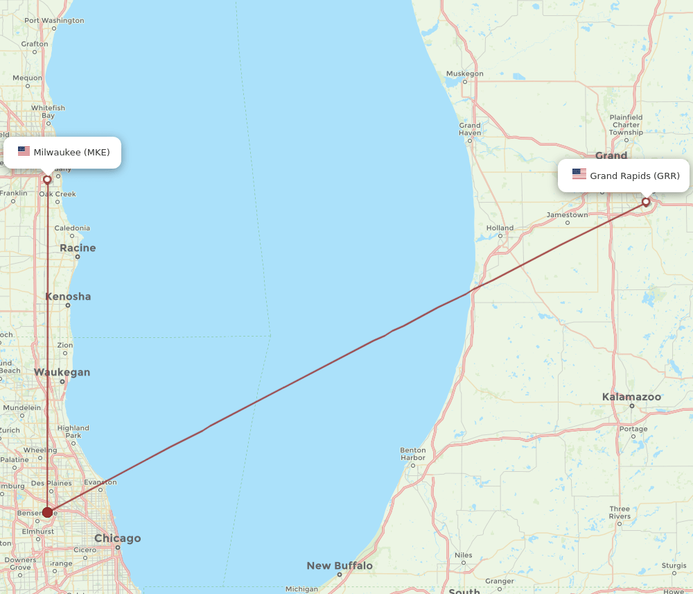 MKE-GRR flight routes