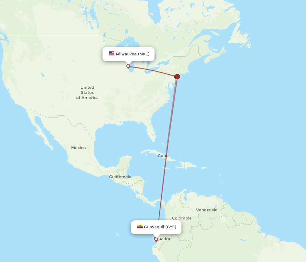 MKE-GYE flight routes