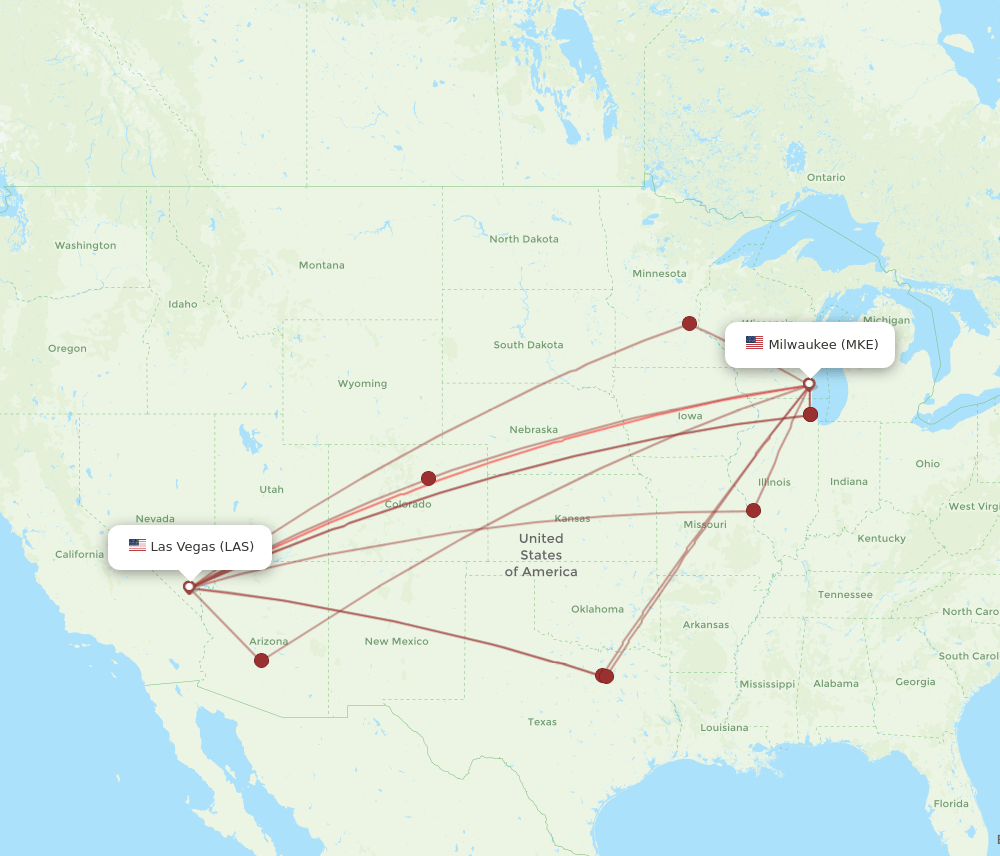 MKE-LAS flight routes