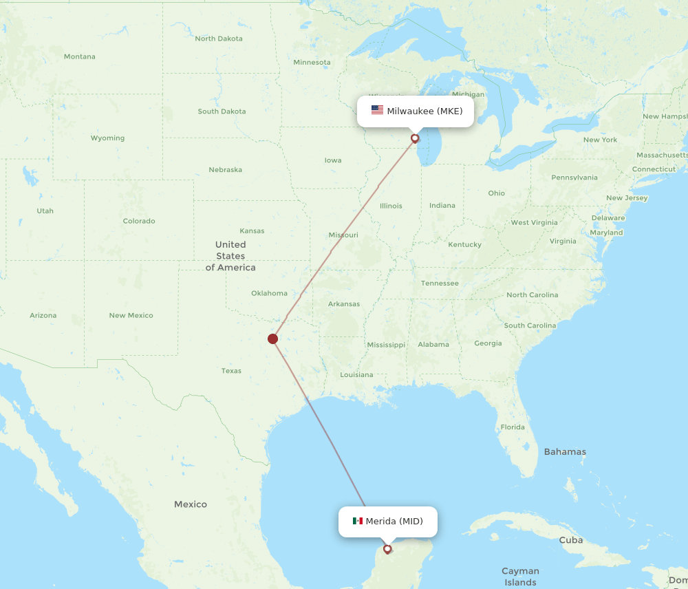 MKE-MID flight routes