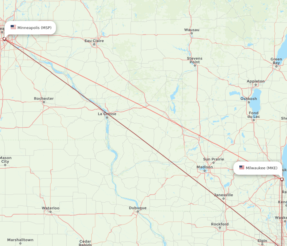MKE-MSP flight routes