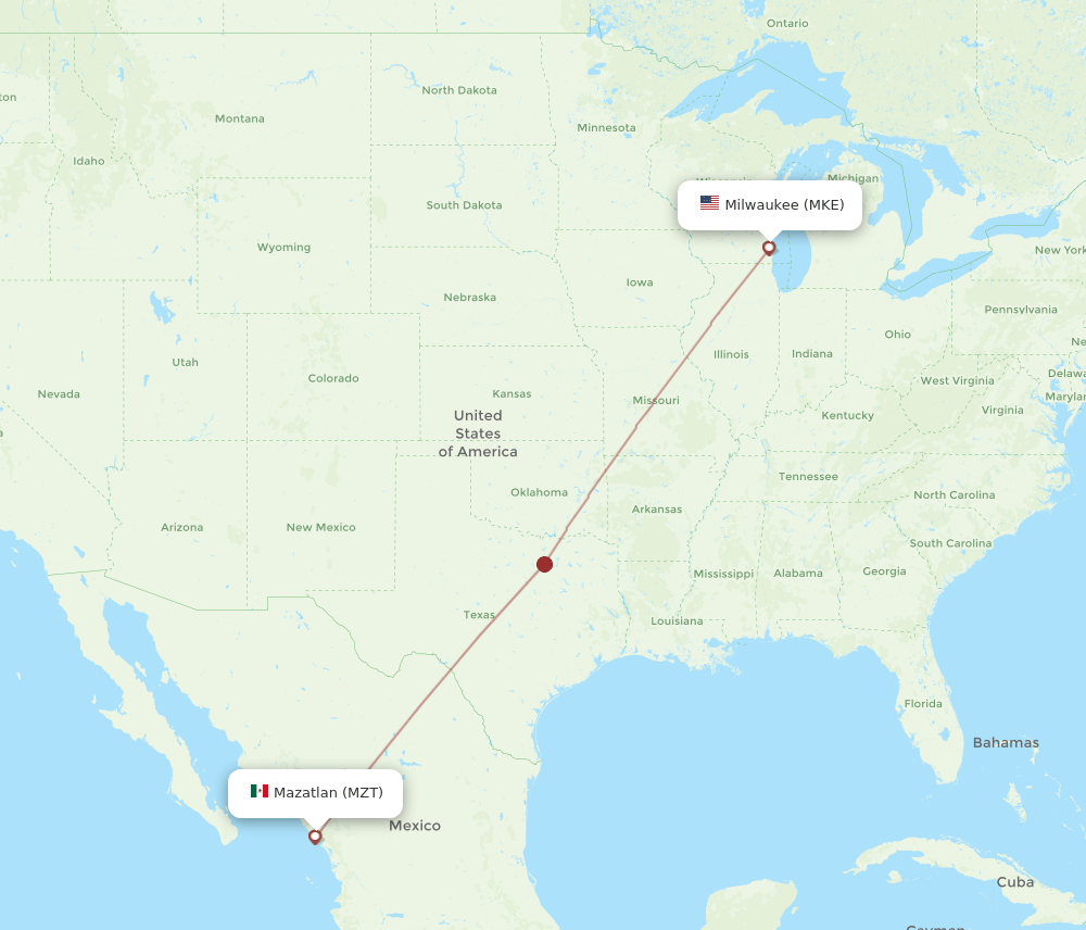 MKE-MZT flight routes