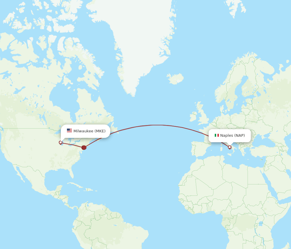 MKE to NAP flights and routes map