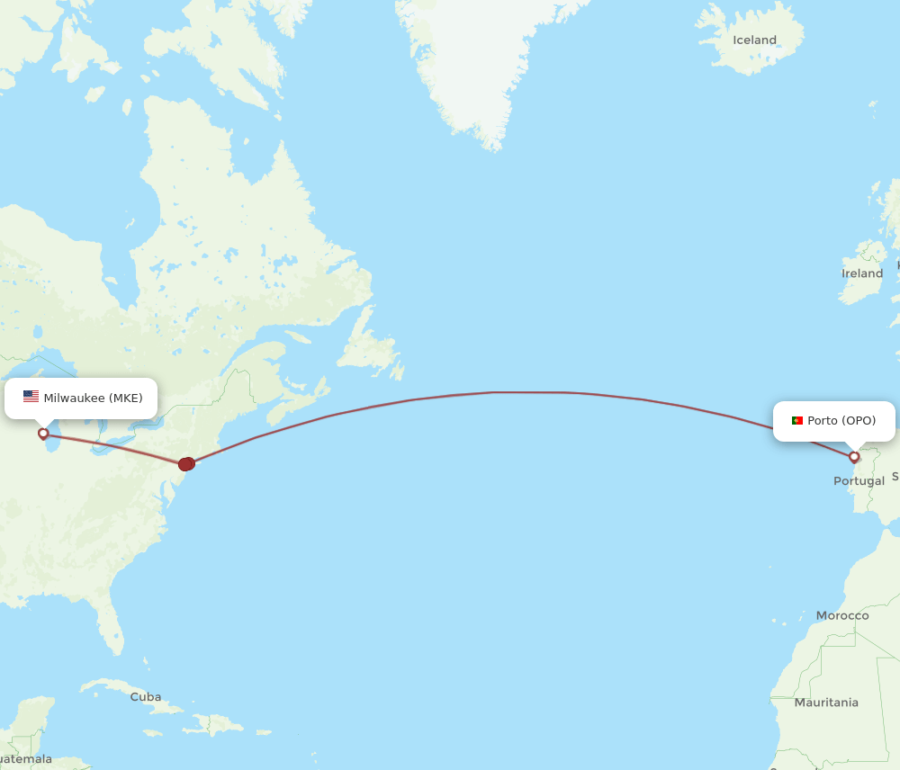 MKE-OPO flight routes
