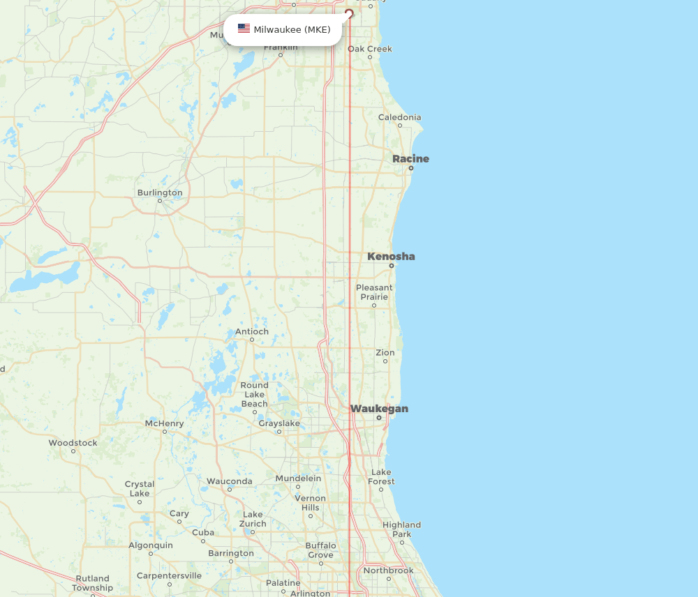 Milwaukee - Chicago route map and flight paths