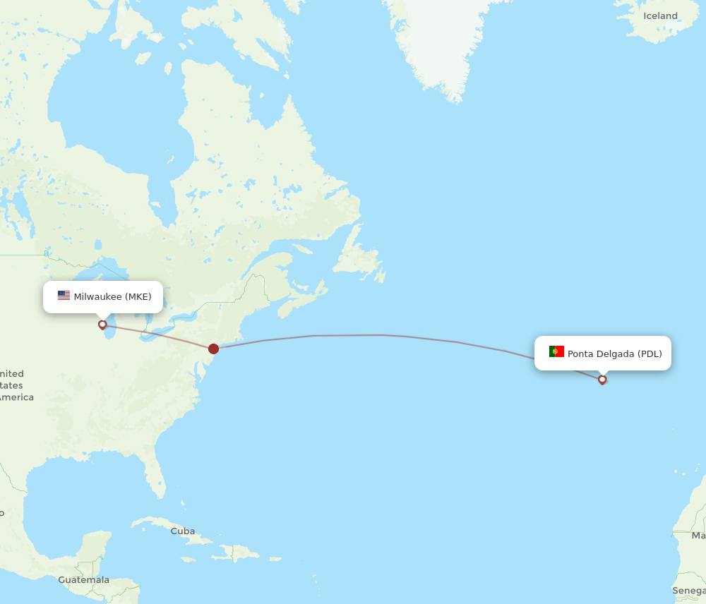 MKE-PDL flight routes