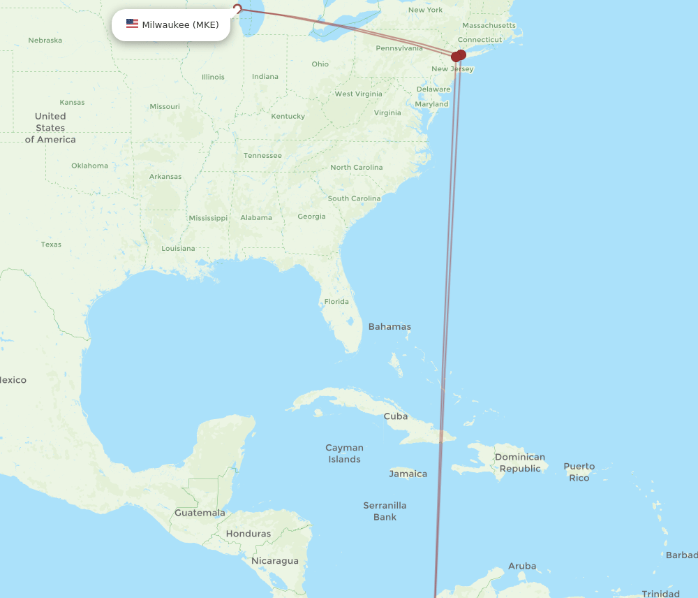 MKE-PEI flight routes