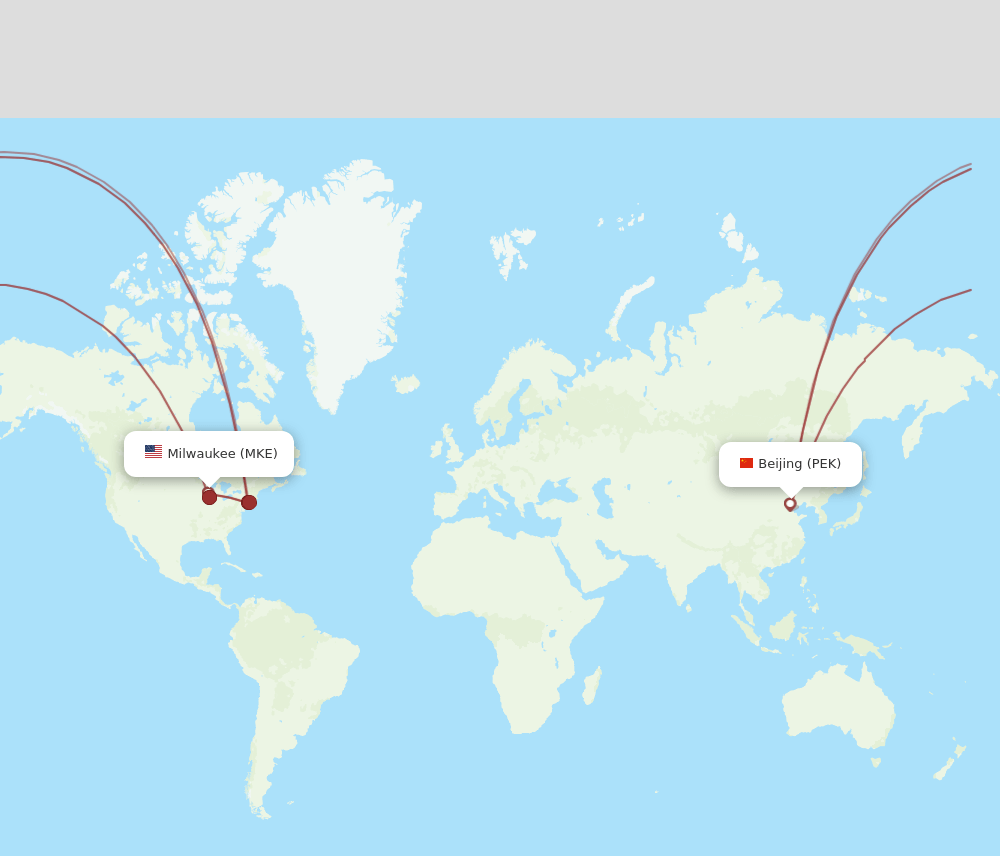 MKE-PEK flight routes