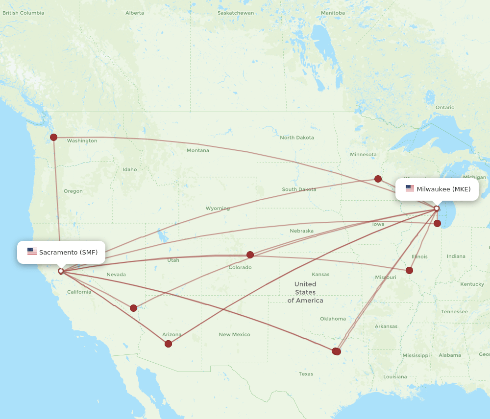 MKE-SMF flight routes